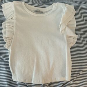 Zara White Ruffled Top
